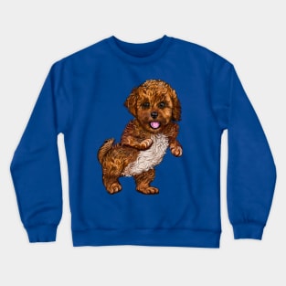 Cavapoo Cavoodle puppy laughing and dancing- cute cavalier king charles spaniel Crewneck Sweatshirt